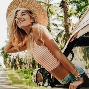 Albion Fit Peachy Keen Switchback Swim Crop Top S